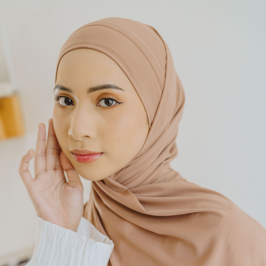 Ameera Pashmina Tali Instan Jersey Mocca