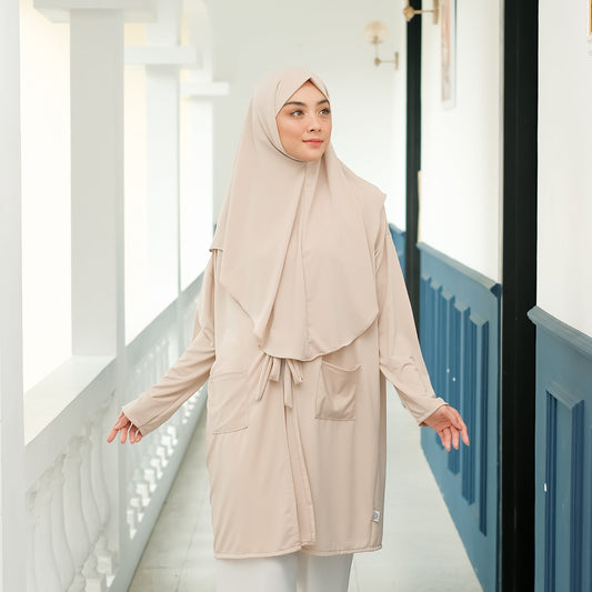 Gamila Hijab Cardigan Instan Jersey Cream