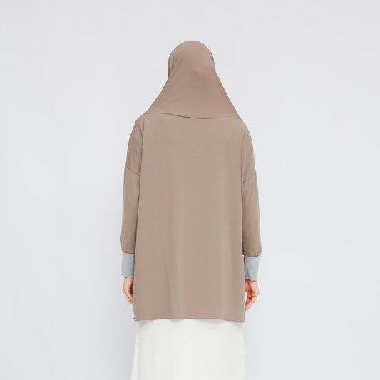 Hadhira Hijab Lengan Instan Jersey Khaki