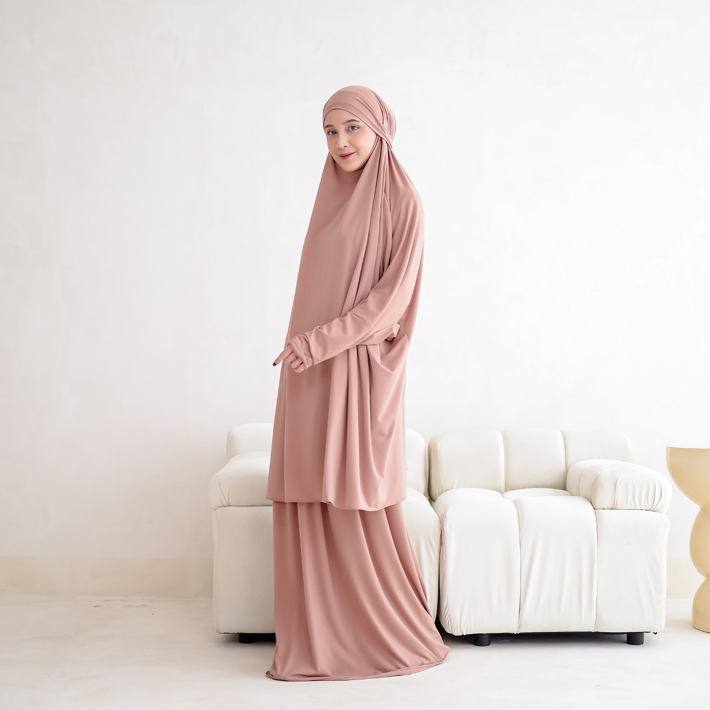 Shafeera Mukena Multifungsi Umroh Haji Jersey Mocca