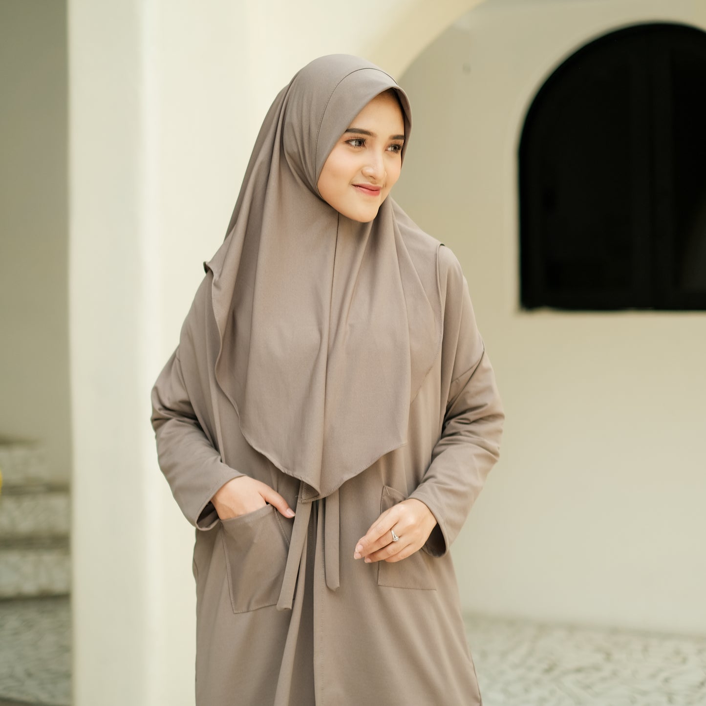 Gamila Hijab Cardigan Instan Jersey Khaki