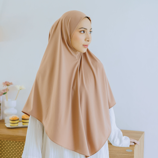 Zayna Hijab Syari Malaysia Instan Jersey Mocca