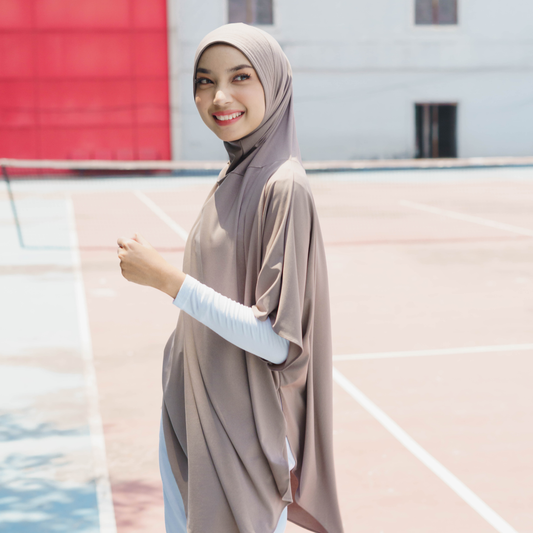 Qaila Hijab Sport Lengan Instan Jersey Khaki