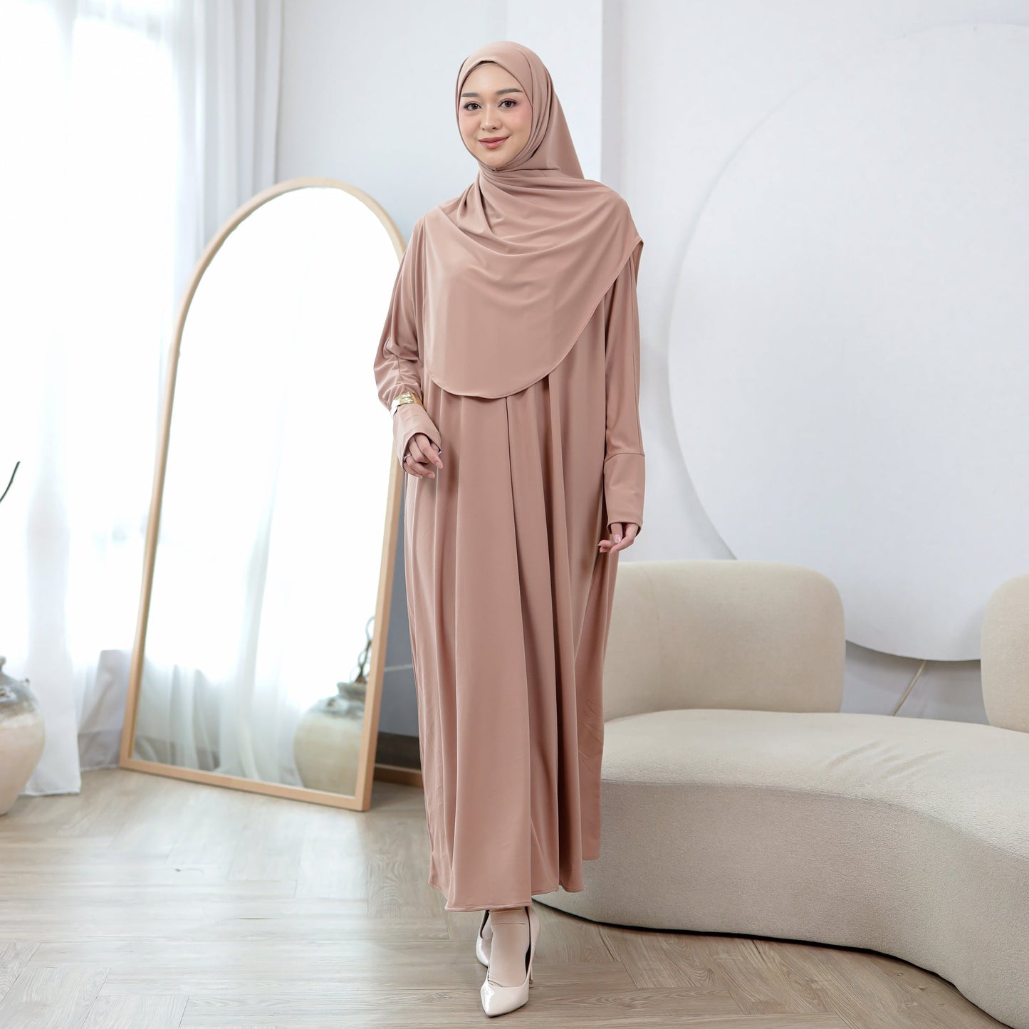 Zahra Abaya Haji Umroh Jersey Mocca - Demar Hijab
