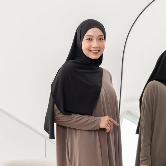 Ziba Pashmina Oval Instan Jersey Hitam