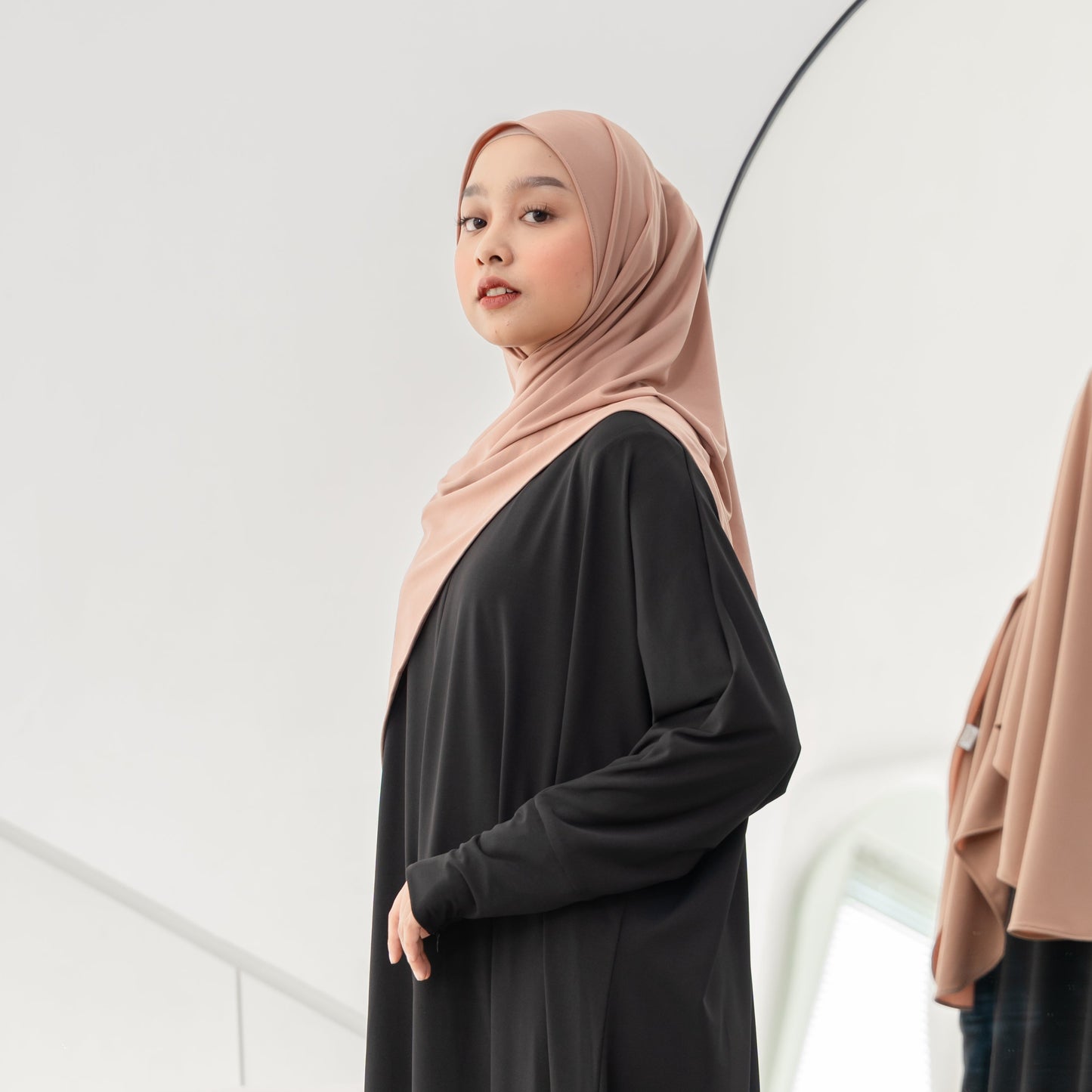Ziba Pashmina Oval Instan Jersey Mocca