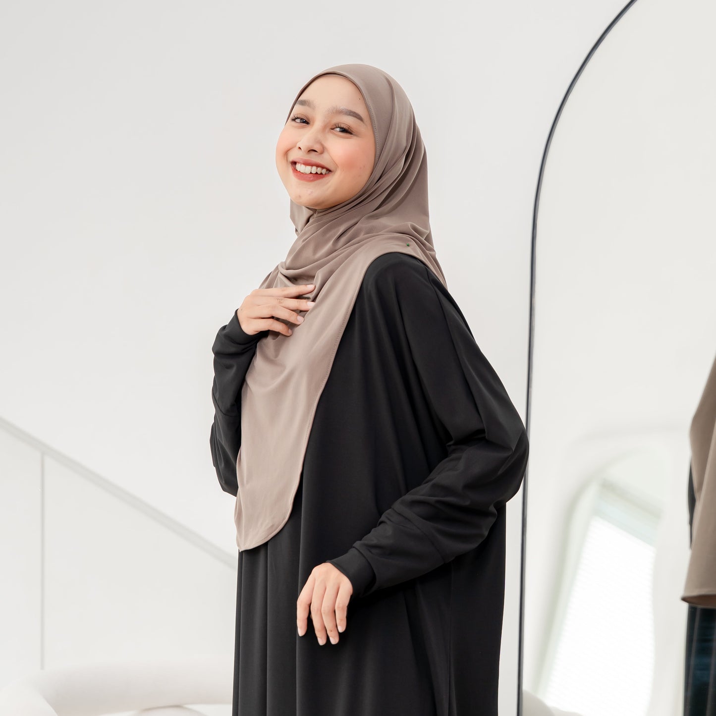 Ziba Pashmina Oval Instan Jersey Khaki