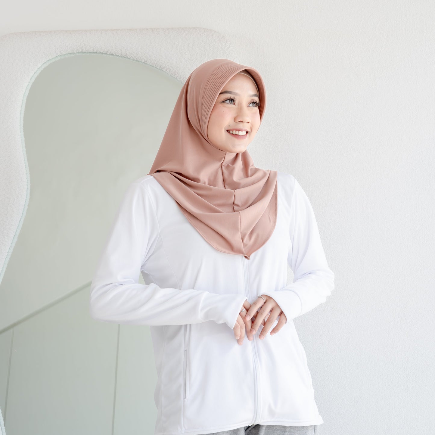Almas Hijab Pet Instan Jersey Mocca