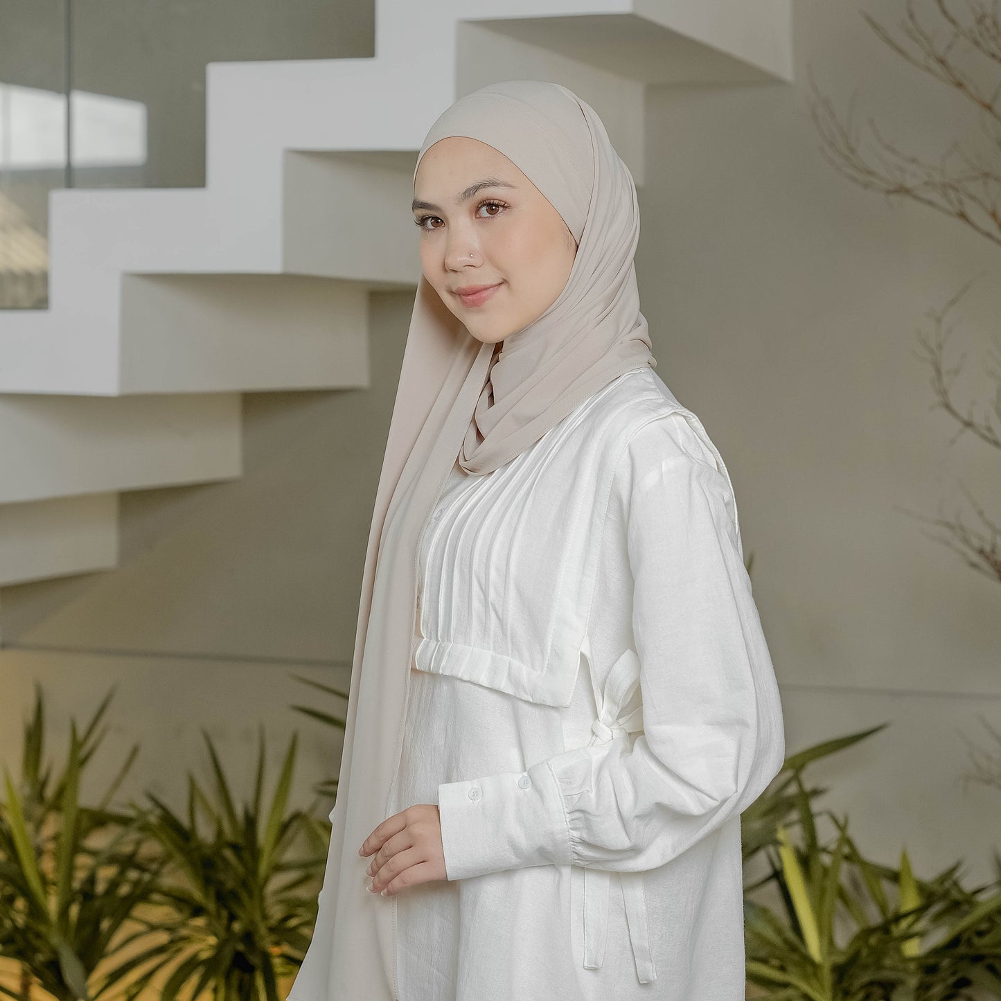 Ameera Pashmina Tali Instan Jersey Cream