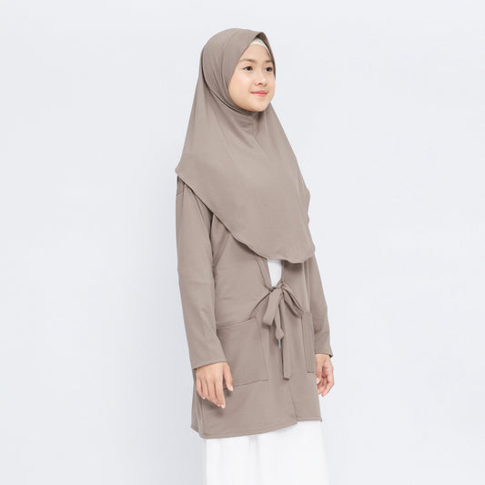 Zanna Hijab Cardigan Anak Jersey Khaki