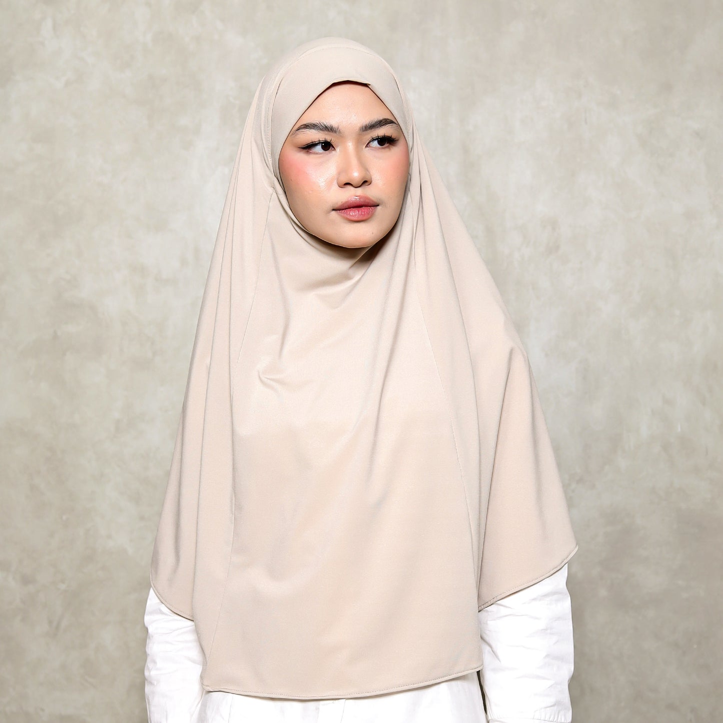 Aisha French Khimar Syari Instan Jersey Cream