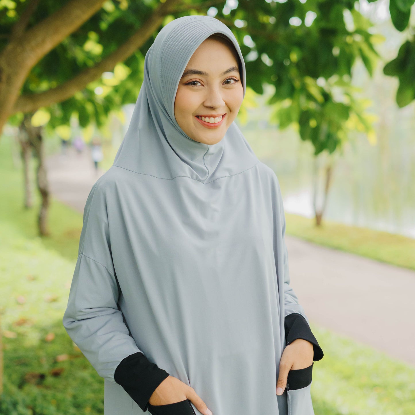 Hadhira Hijab Lengan Instan Jersey Abu - Demar Hijab