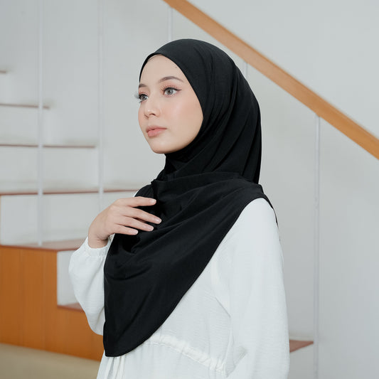 Safa Hijab Instan Oval Non Pet Syari Hitam - Demar Hijab
