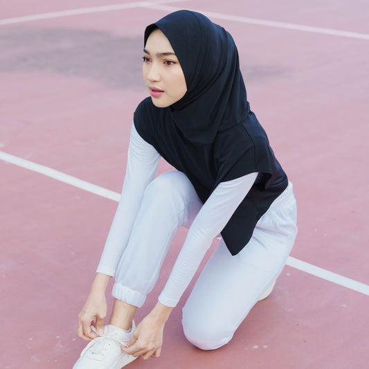 Shanum Hijab Sport Jersey Hitam - Demar Hijab