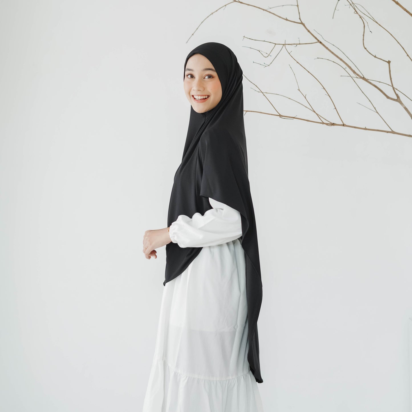 Zayna Hijab Syari Malaysia Instan Jersey Hitam - Demar Hijab