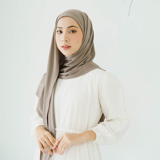 Yasmeen Pashmina Segitiga Inner Jersey Khaki - Demar Hijab