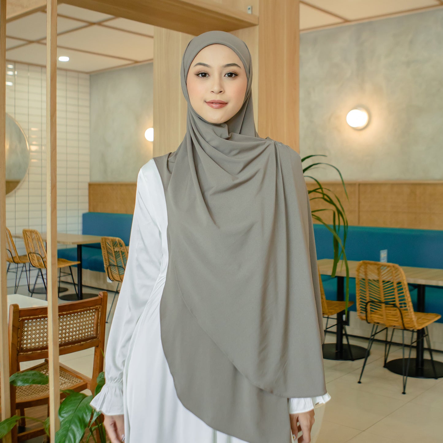 Amina Pashmina Inner Oval Jersey Khaki