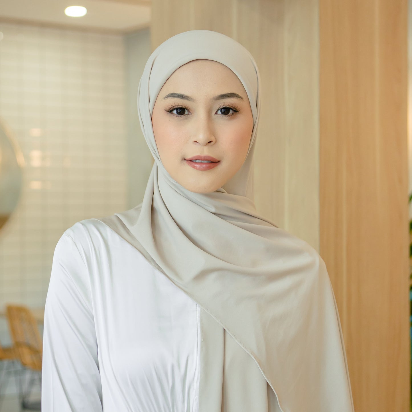 Amina Pashmina Inner Oval Jersey Cream