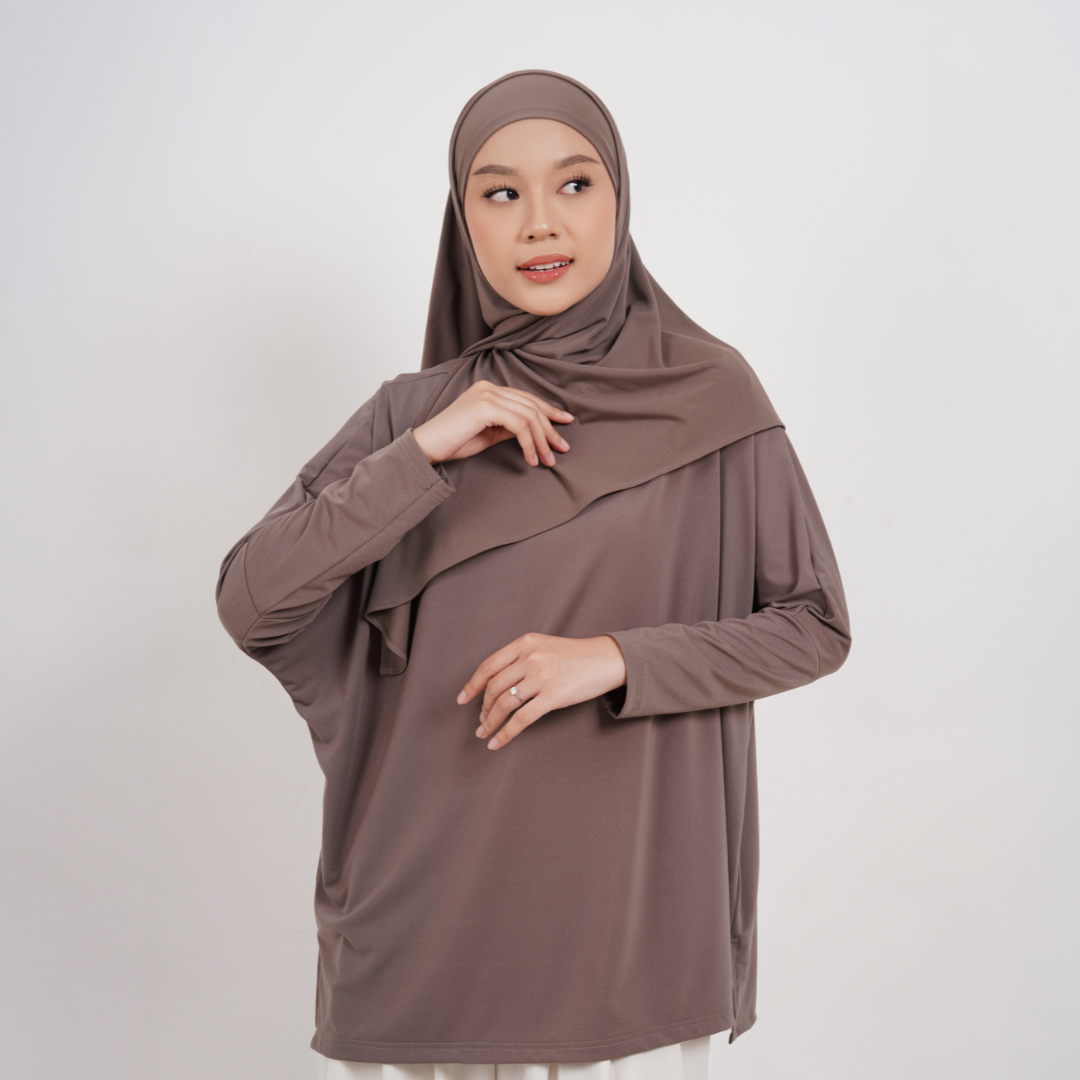 Hanifa Blouse Oversize Batwing Jersey Khaki