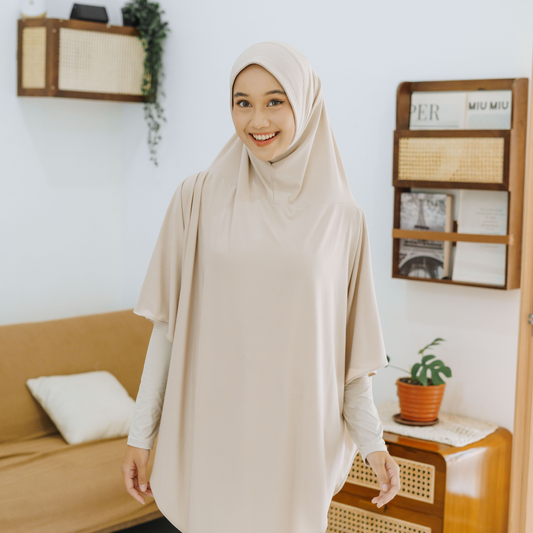 Qaila Hijab Sport Lengan Instan Jersey Cream