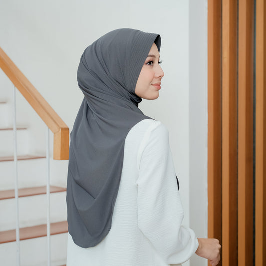 Wafa Hijab Bergo Oval Instan Syari Abu