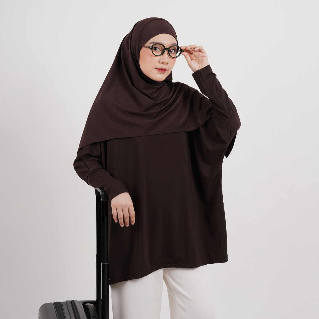 Hanifa Blouse Oversize Batwing Jersey Mahogany