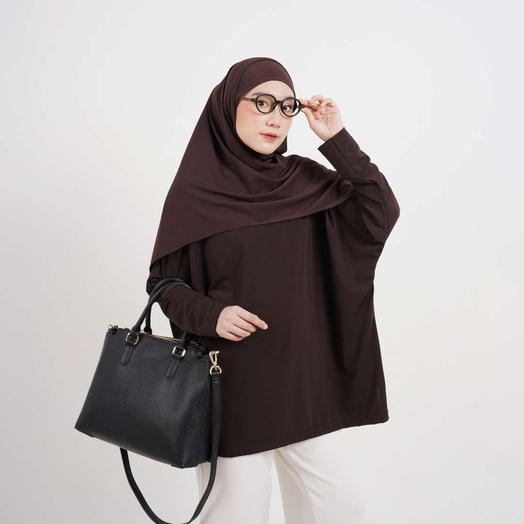 Hanifa Blouse Oversize Batwing Jersey Mahogany