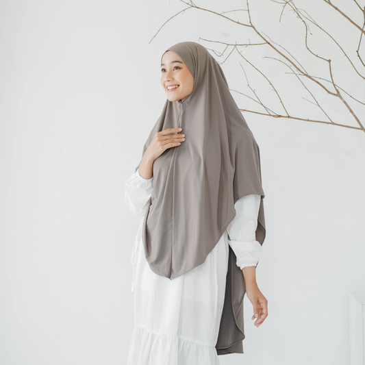 Zayna Hijab Syari Malaysia Instan Jersey Khaki