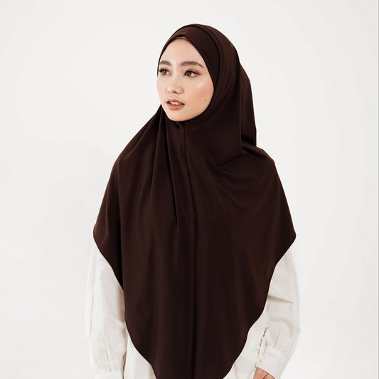Khaira Pashmina Segitiga Instan Soft Inner Mahogany