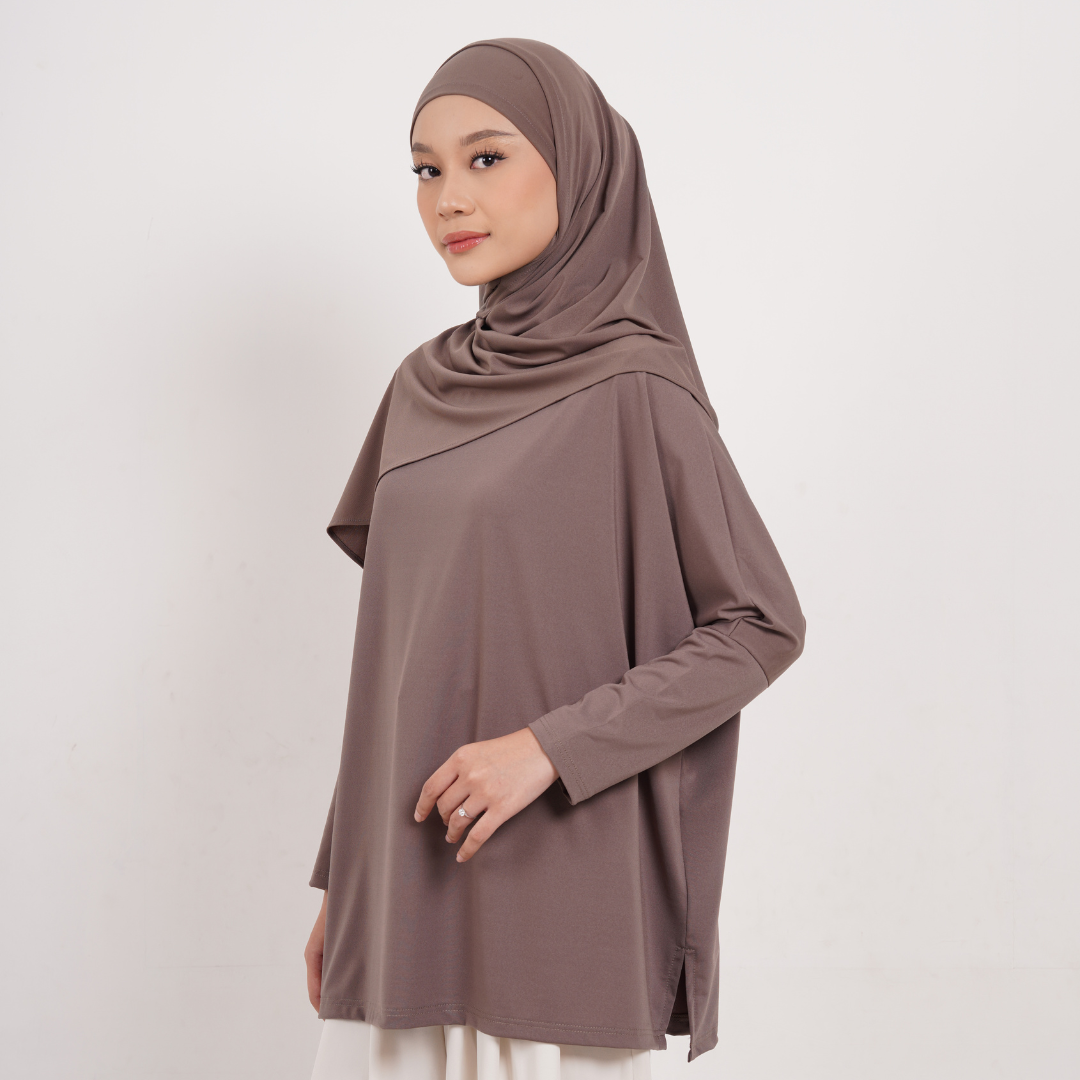 Hanifa Blouse Oversize Batwing Jersey Khaki