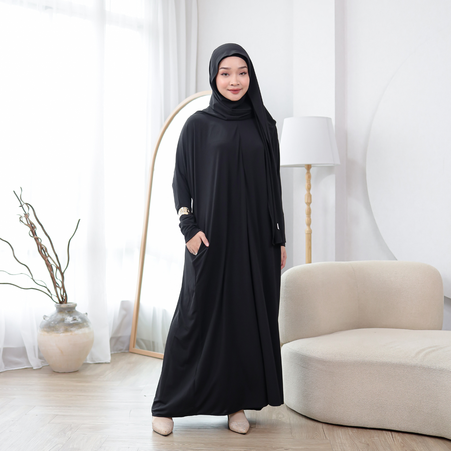 Zahra Abaya Haji Umroh Jersey Hitam