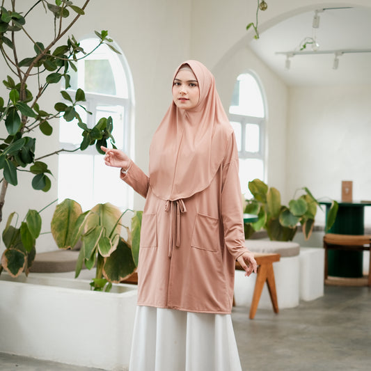 Gamila Hijab Cardigan Instan Jersey Mocca