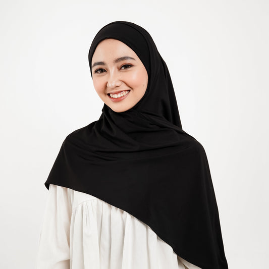 Khaira Pashmina Segitiga Instan Soft Inner Hitam