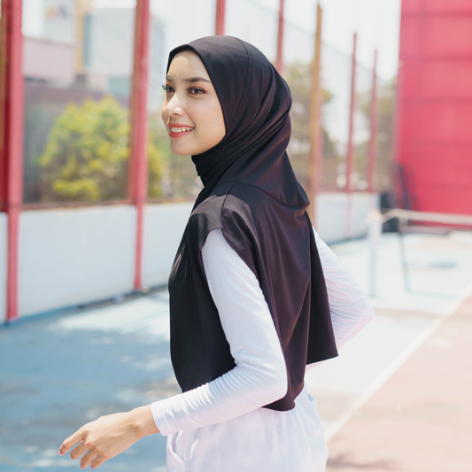 Shanum Hijab Sport Jersey Hitam