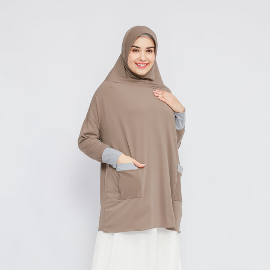 Hadhira Hijab Lengan Instan Jersey Khaki