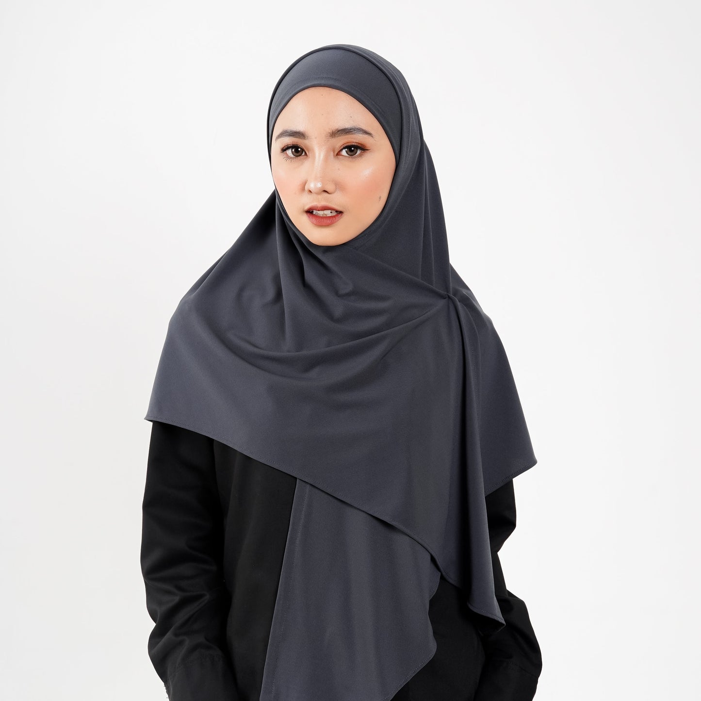 Khaira Pashmina Segitiga Instan Soft Inner Abu