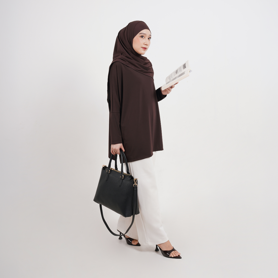 Hanifa Blouse Oversize Batwing Jersey Mahogany