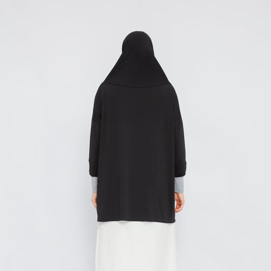 Hadhira Hijab Lengan Instan Jersey Hitam