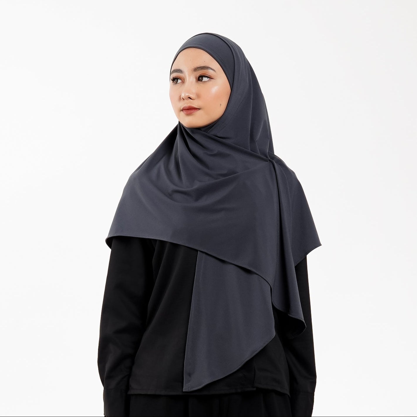 Khaira Pashmina Segitiga Instan Soft Inner Abu