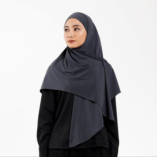 Khaira Pashmina Segitiga Instan Soft Inner Abu
