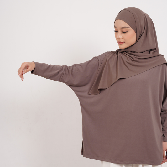 Hanifa Blouse Oversize Batwing Jersey Khaki