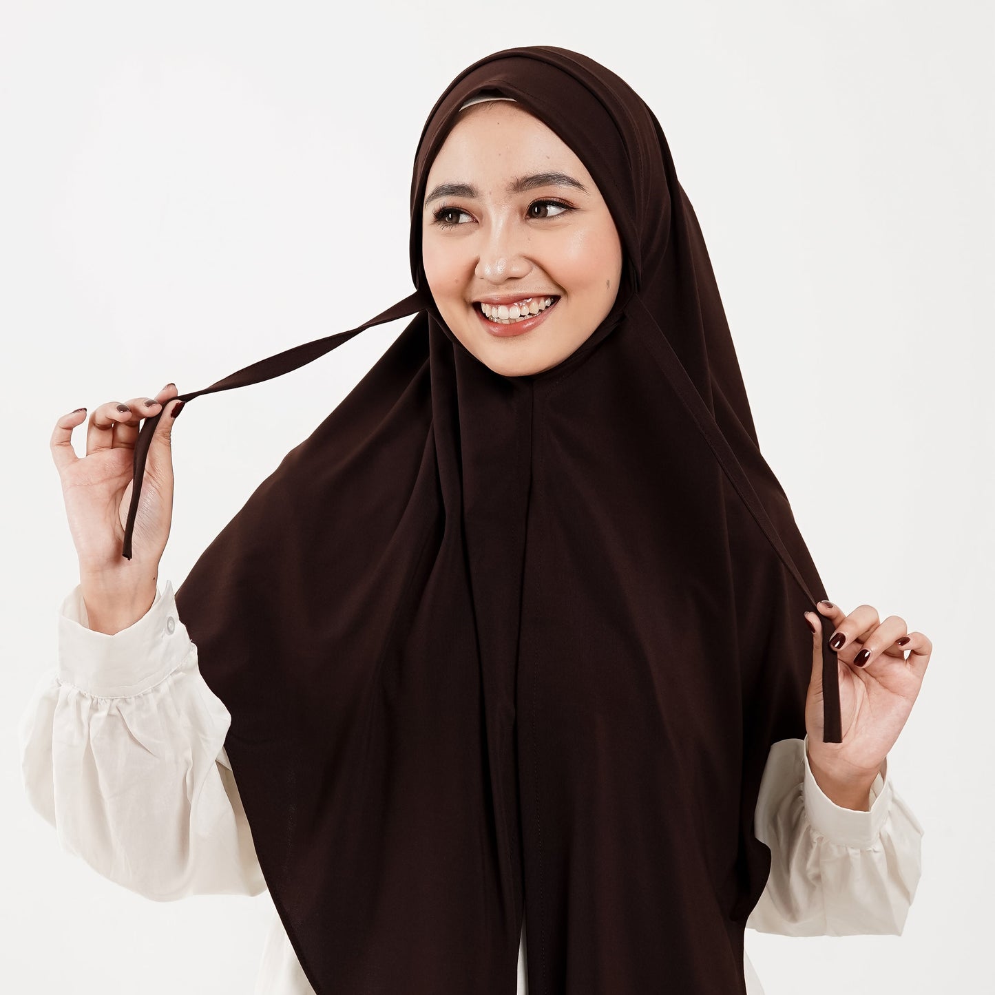 Khaira Pashmina Segitiga Instan Soft Inner Mahogany