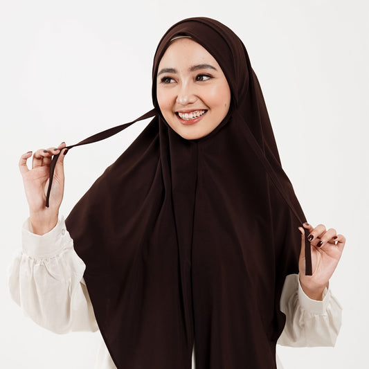 Khaira Pashmina Segitiga Instan Soft Inner Mahogany