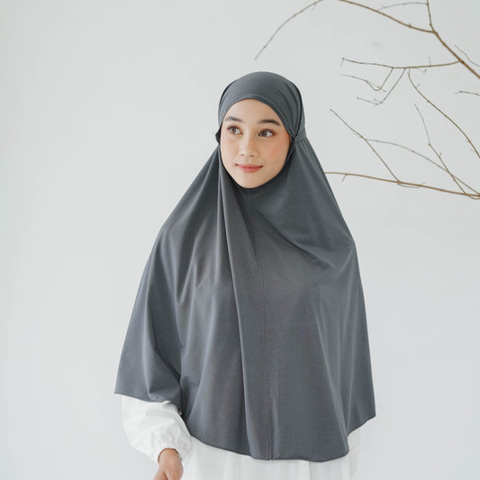 Eliana Hijab Bergo Tali Jumbo Jersey Abu