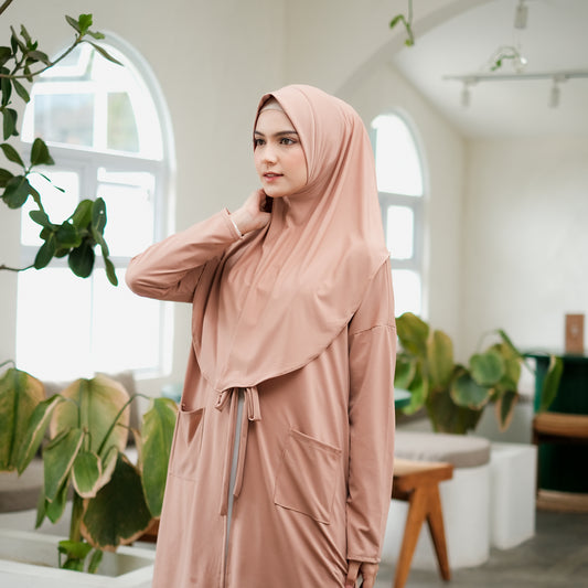 Gamila Hijab Cardigan Instan Jersey Mocca
