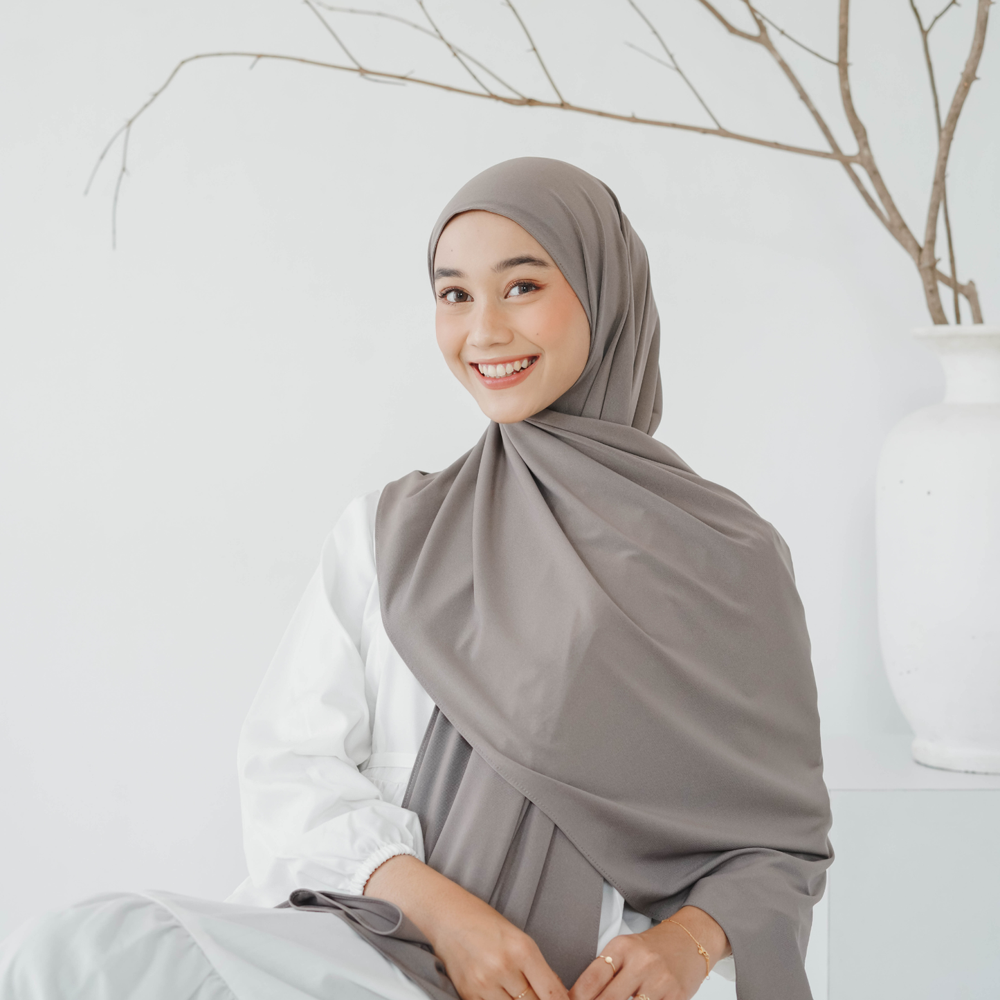 Aleeya Pashmina Instan Jersey Khaki
