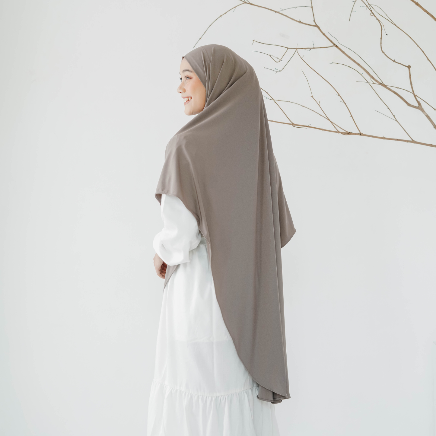 Zayna Hijab Syari Malaysia Instan Jersey Khaki