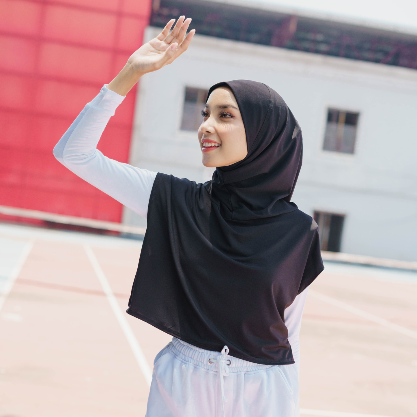 Shanum Hijab Sport Jersey Hitam