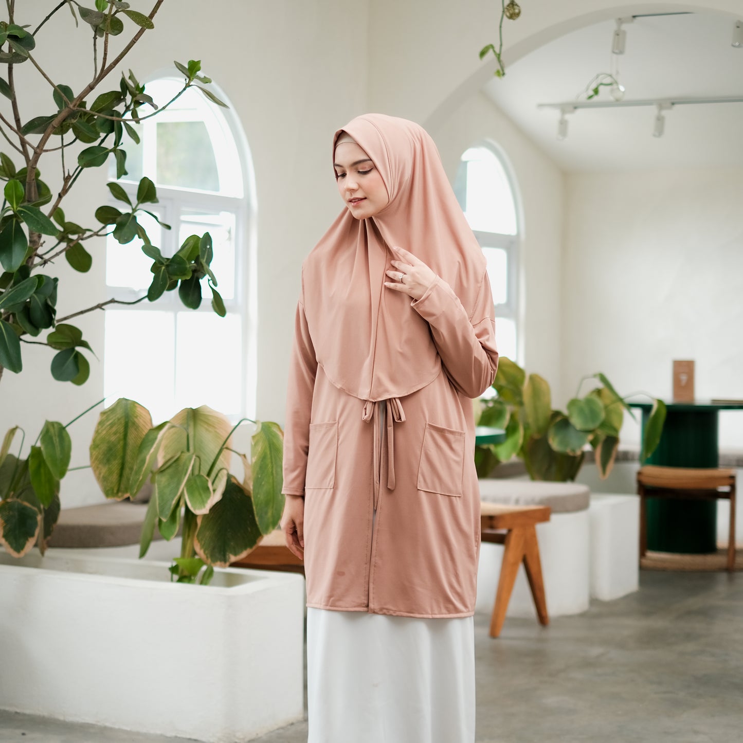 Gamila Hijab Cardigan Instan Jersey Mocca