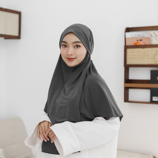 Aisha French Khimar Syari Instan Jersey Abu